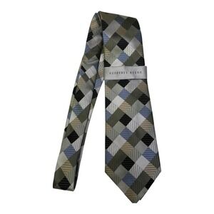 Geoffrey Beene Geometric Pattern Necktie Mens 100% Silk Hand Made